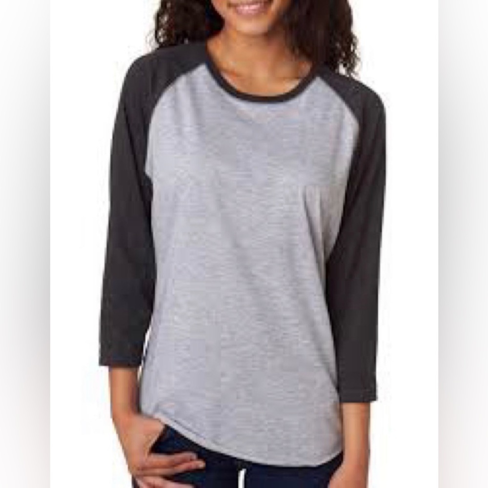 Mossimo Fine Jersey Raglan Baseball Tee, 3/4 Sleeve , Grey & Black
